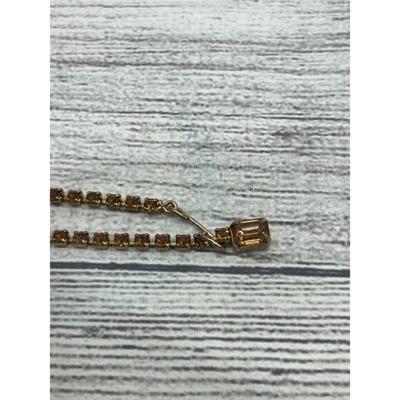 Weiss Faceted Amber Brown Elegant Gold Tone Statement Teardrop Crystal Necklace - Picture 9 of 10